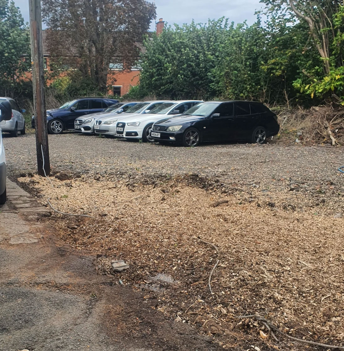 Removed stump in car park